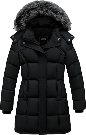ZSHOW Girls Winter Coat Warm Long Puffer Jacket with Detachable Hood