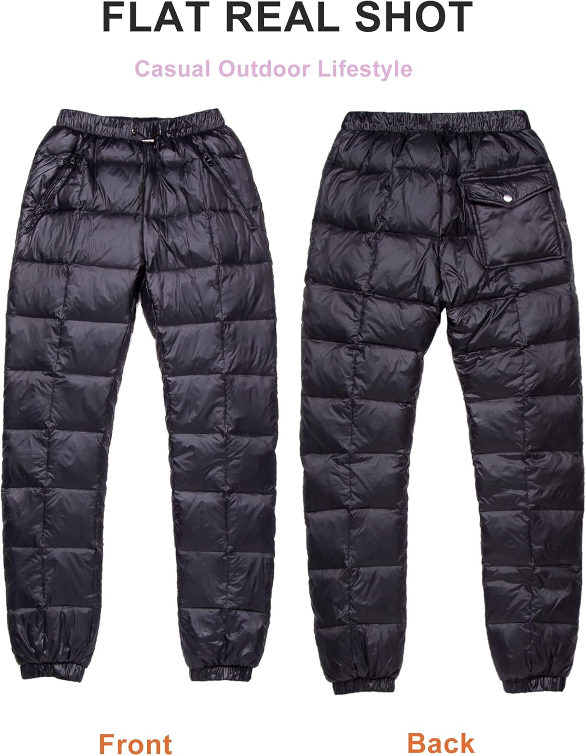 Flygo Womens Snow Pants Packable Winter Waterproof Windproof Outdoor Ultralight Warm Down Ski Pants Trousers