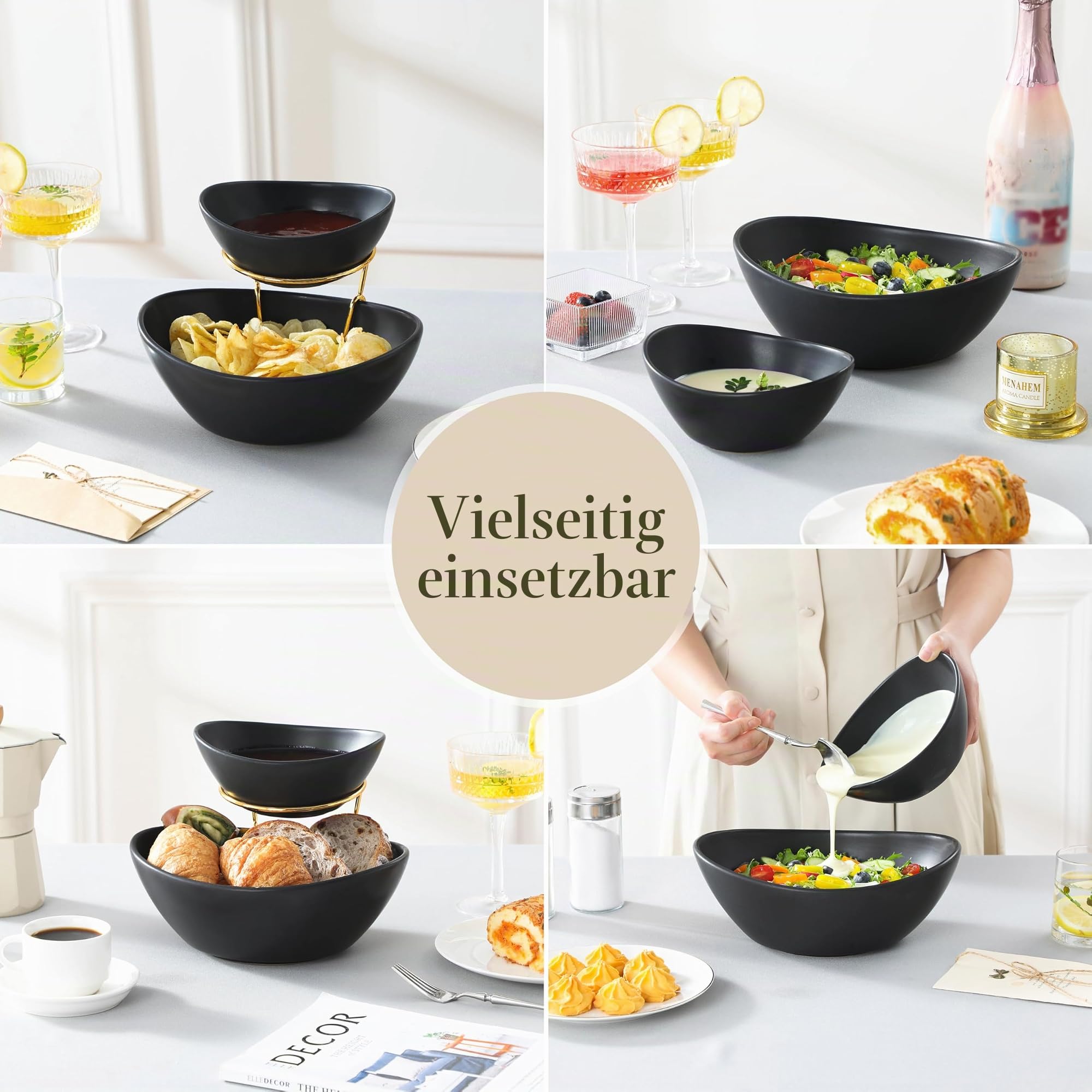 MALACASA Etagere Obst, Etagere mit 2 Etagen, Servierschüssel Obstschale