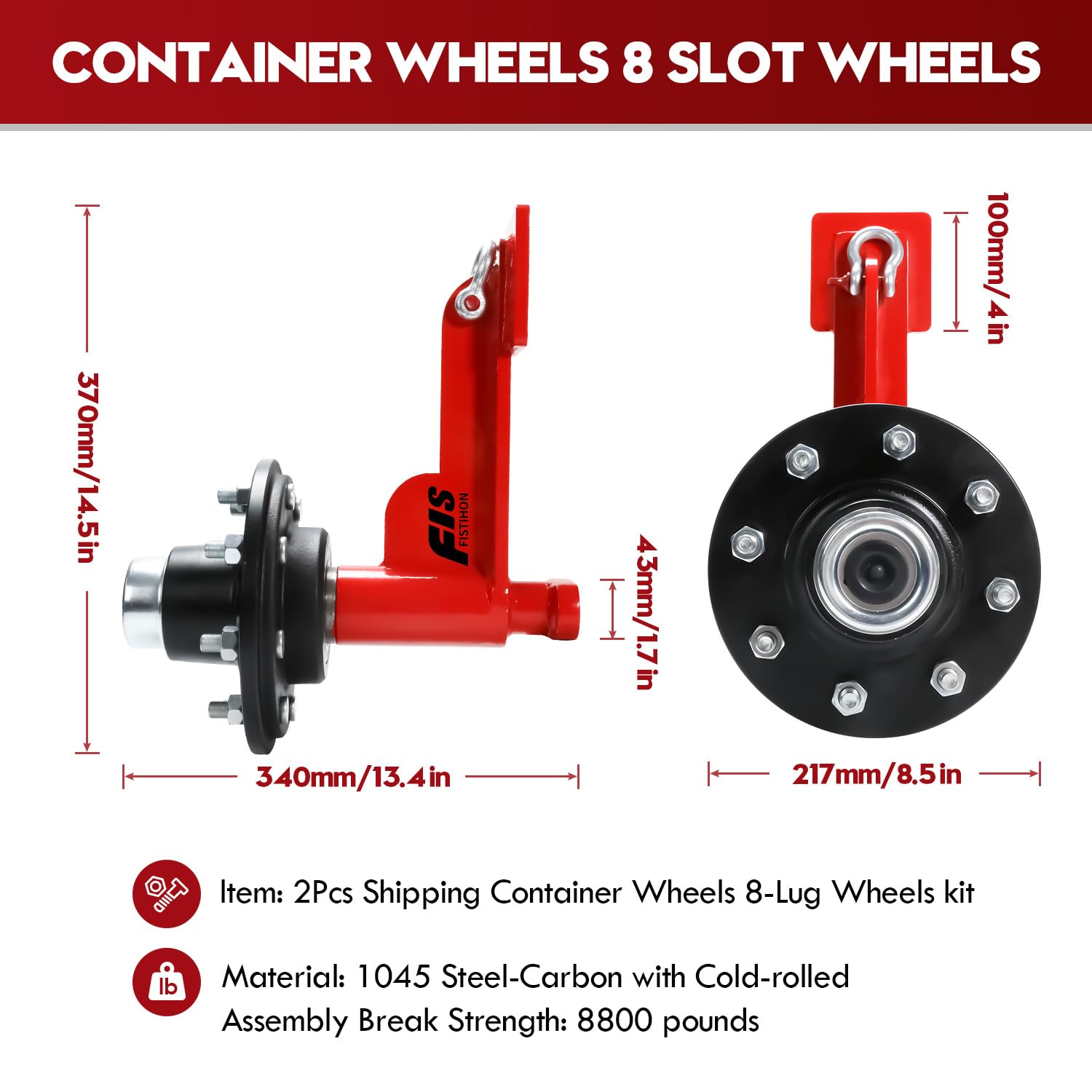 Heavy Container Wheels Snapklik.com : 2 Pack Shipping Container Wheels 8-Lug Wheels Kit ...