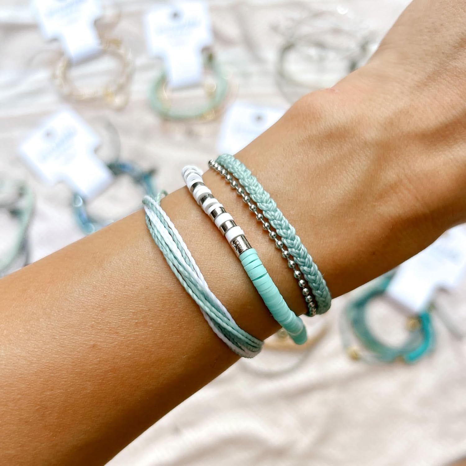 Pura Vida Bracelets Pack Seafoam Dreams Style Pack - 3-Piece Boho Bracelet Stack