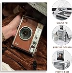 Mini EVO Kit for Fujifilm Instax Mini EVO Camera, Brown Strap | Including Mini EVO Clear Case, Lens Cap, Adjustable Camera Strap, Mini Photo Album, Screen Protector, DIY Sticker, No Camera