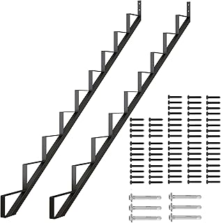 DIYHD Outdoor Steel Stair Riser 9 Steps Black Stair Stringer for Deck Height 73in,Powder Coated Black,MAX Load Capacity:500lbs,2pcs