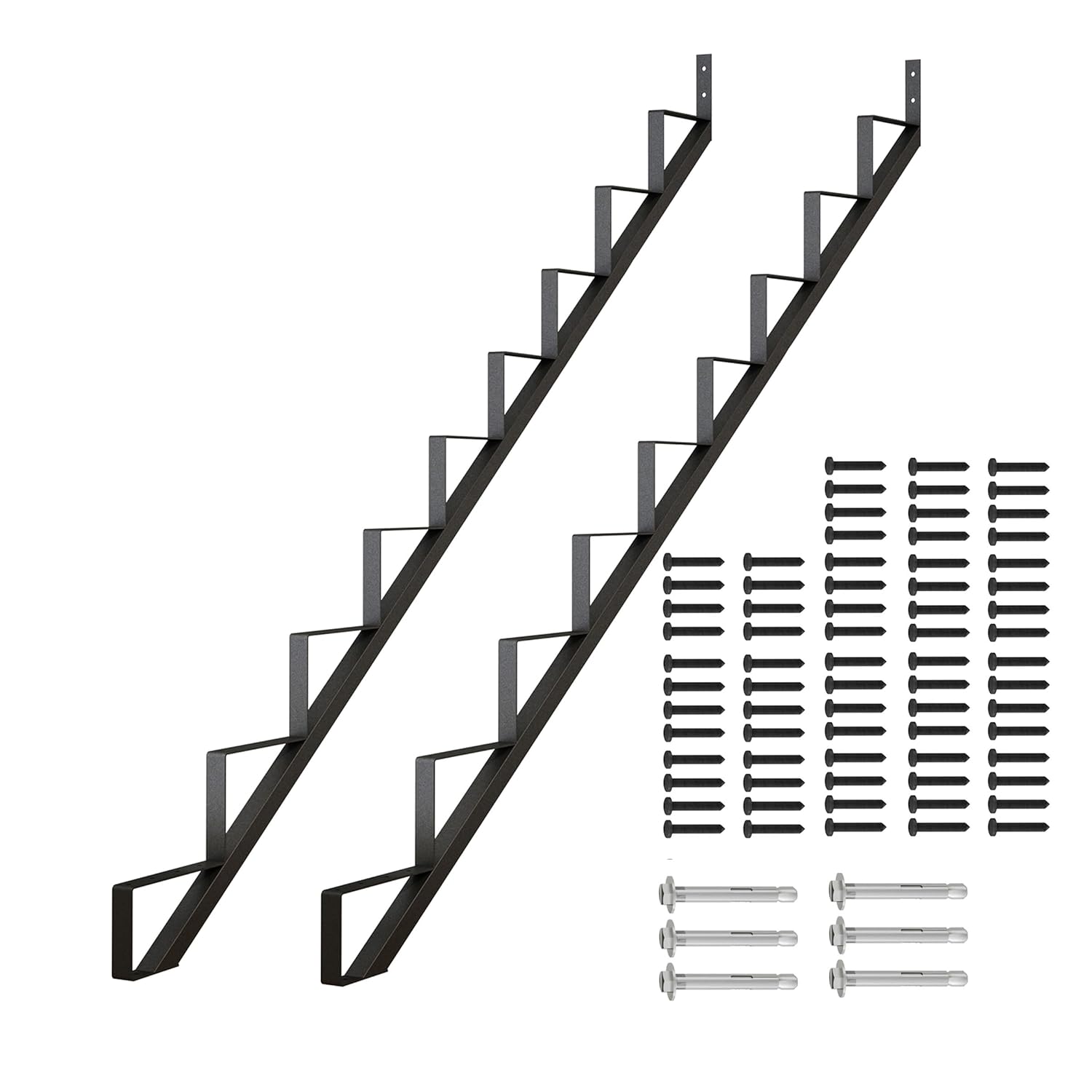 DIYHD 9-step outdoor steel stair riser stringer (2 pcs) for deck