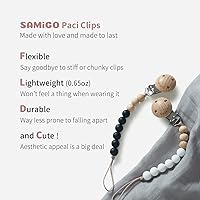 Vista 3 de SAMiGO - Soportes para chupete de silicona con clips para bebé, niños y niñas - Paquete de 2 clips para chupete