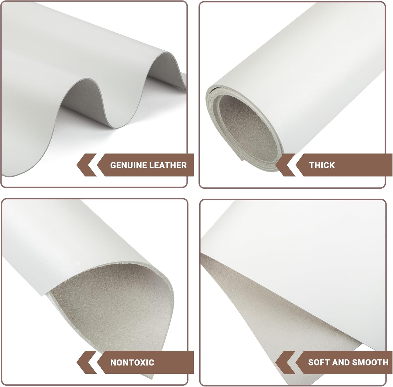 Shkira 12''X24'' Tooling Leather Square - 2.0MM White Sheets for Crafts - Leather Sheets for Crafts Tooling Sewing Hobby - Thick Cowhide Pieces - Fabric for Crafting