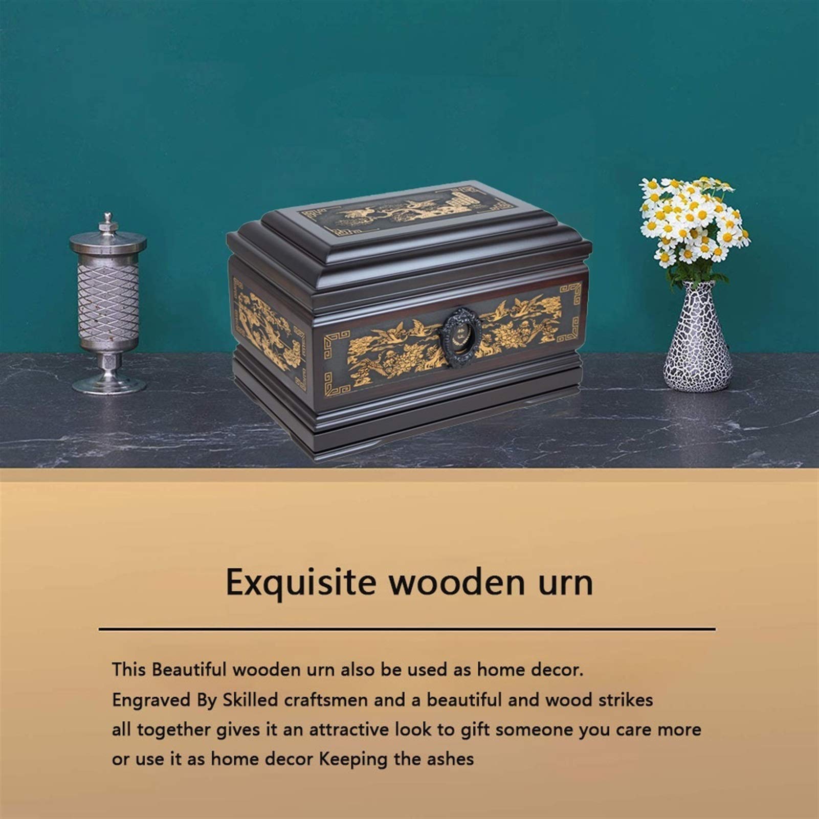 Hermosa urna de Madera del Amor, urnas Grandes para Cenizas, urnas Grandes para Cenizas humanas, Caja de ataúdes de urna Tallada en Madera a Mano, se Adapta a restos de Adultos de hasta 360 Libras