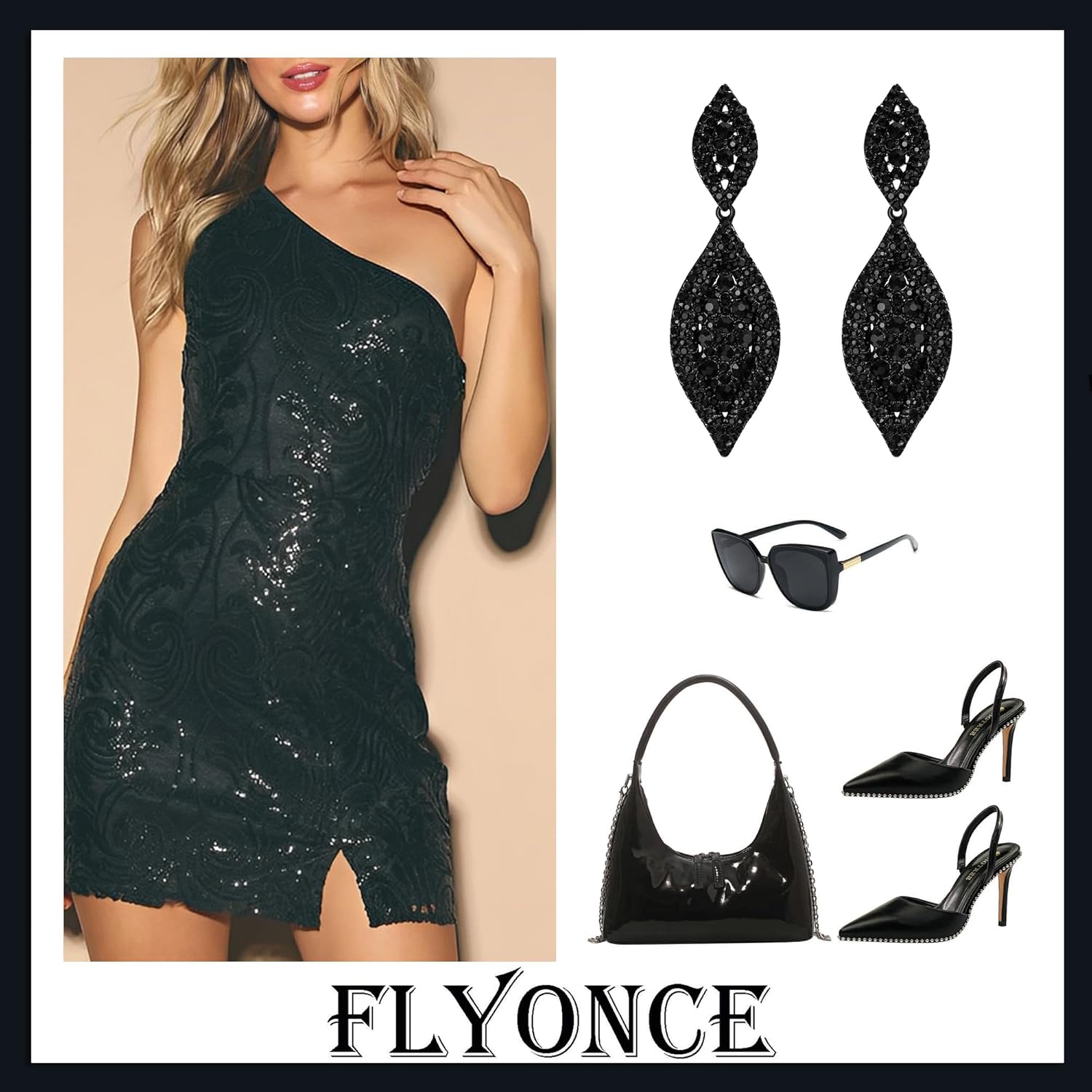 Flyonce Women's Rhinestone Crystal Wedding Bridal 2 Leaf Drop Dangle Chandelier Earrings - Image 7