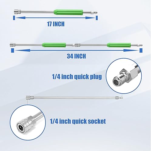 Miniatura 8 de RIDGE WASHER Varita de extensión para lavadora a presión, lanza de acero inoxidable de 17 pulgadas con cubierta protectora verde, conexión rápida de
