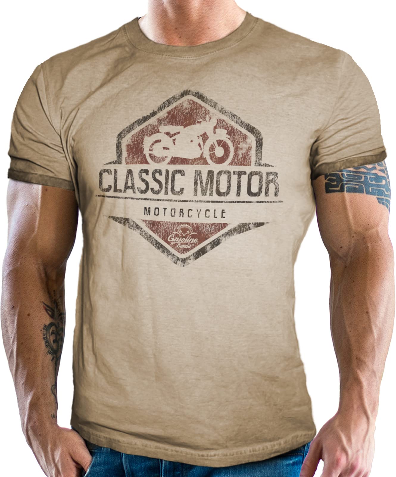 Gasoline Bandit T-shirt Biker Racer original : look vintage usé classique