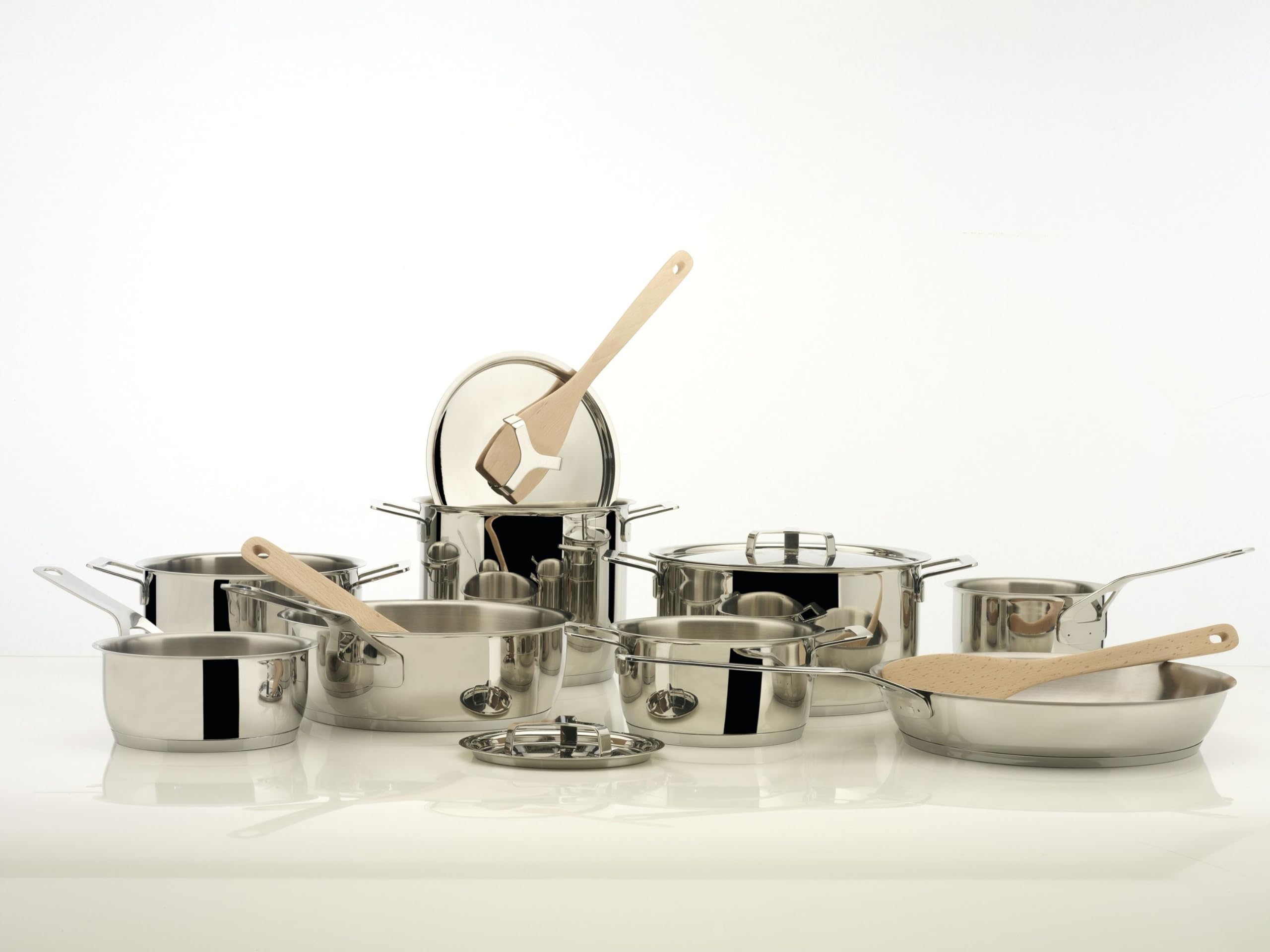 Alessi AJM100S9, Set Pentole con Coperchi, Acciaio Inossidabile, 9 Pezzi