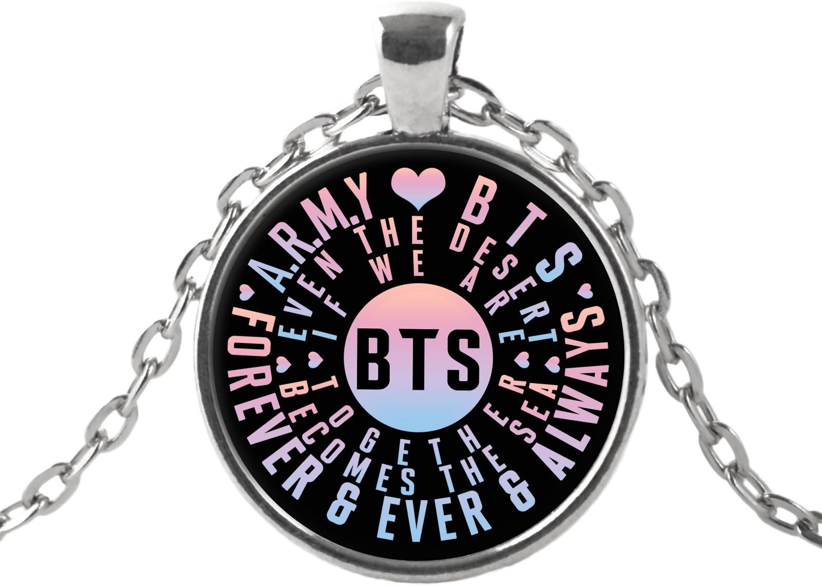 Ceqstar A.R.M.Y Love BTS Forever and Always (BTS) - 18” Adjustable Chain Necklace (Necklace - Nickel)