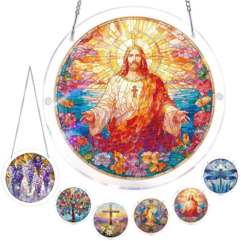 Acrylic Puzzles Suncatcher Window Hanging, Acrylic Puzzle for Adult, 83 Pieces Acrylics Jigsaw Puzzle Suncatcher, Colorful Flame Hummingbird Sun Catchers Window Hanging Panel (Style F) — view 35
