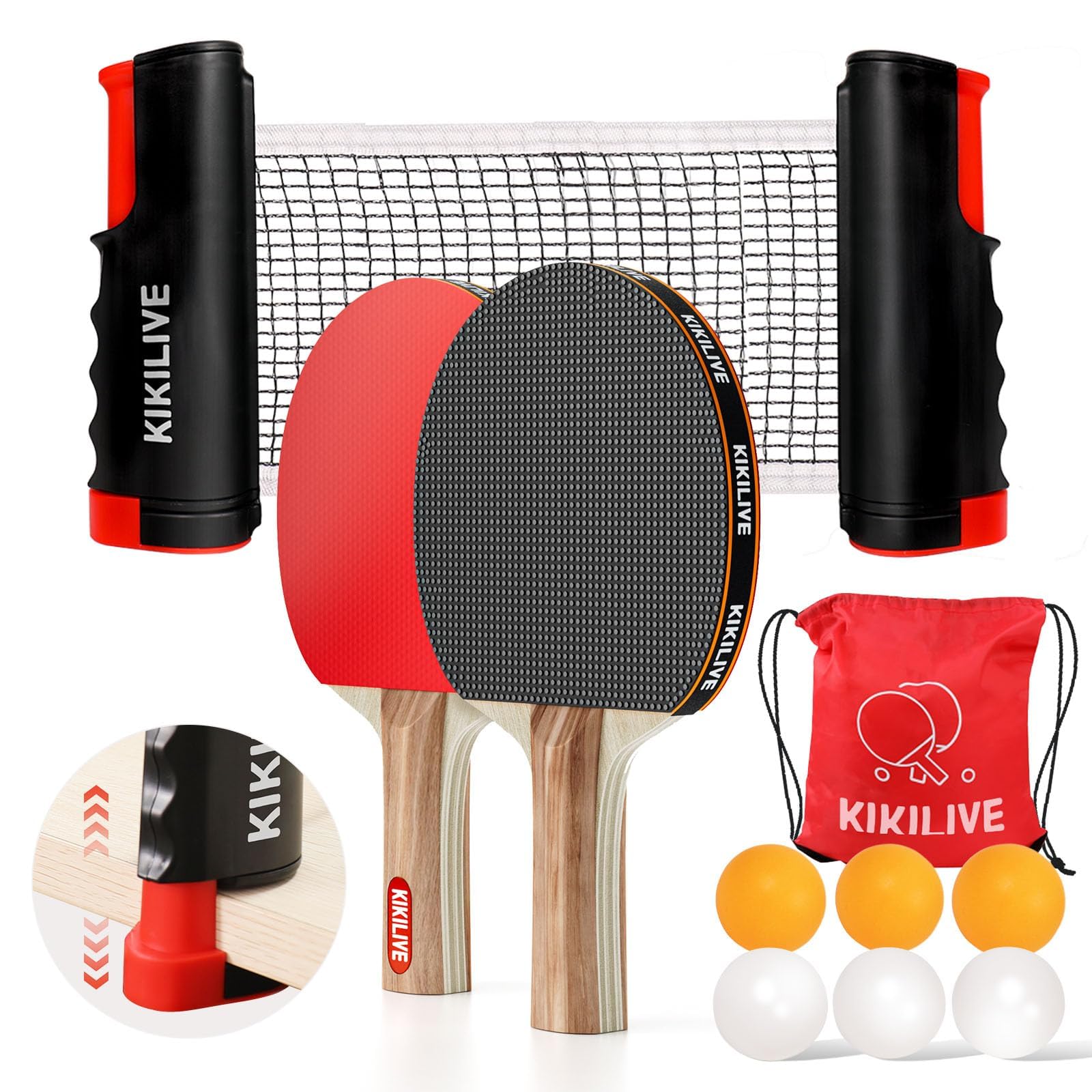 Ping Pong Paddle Set, 2-Sided Different Rubbers, Table Tennis Set