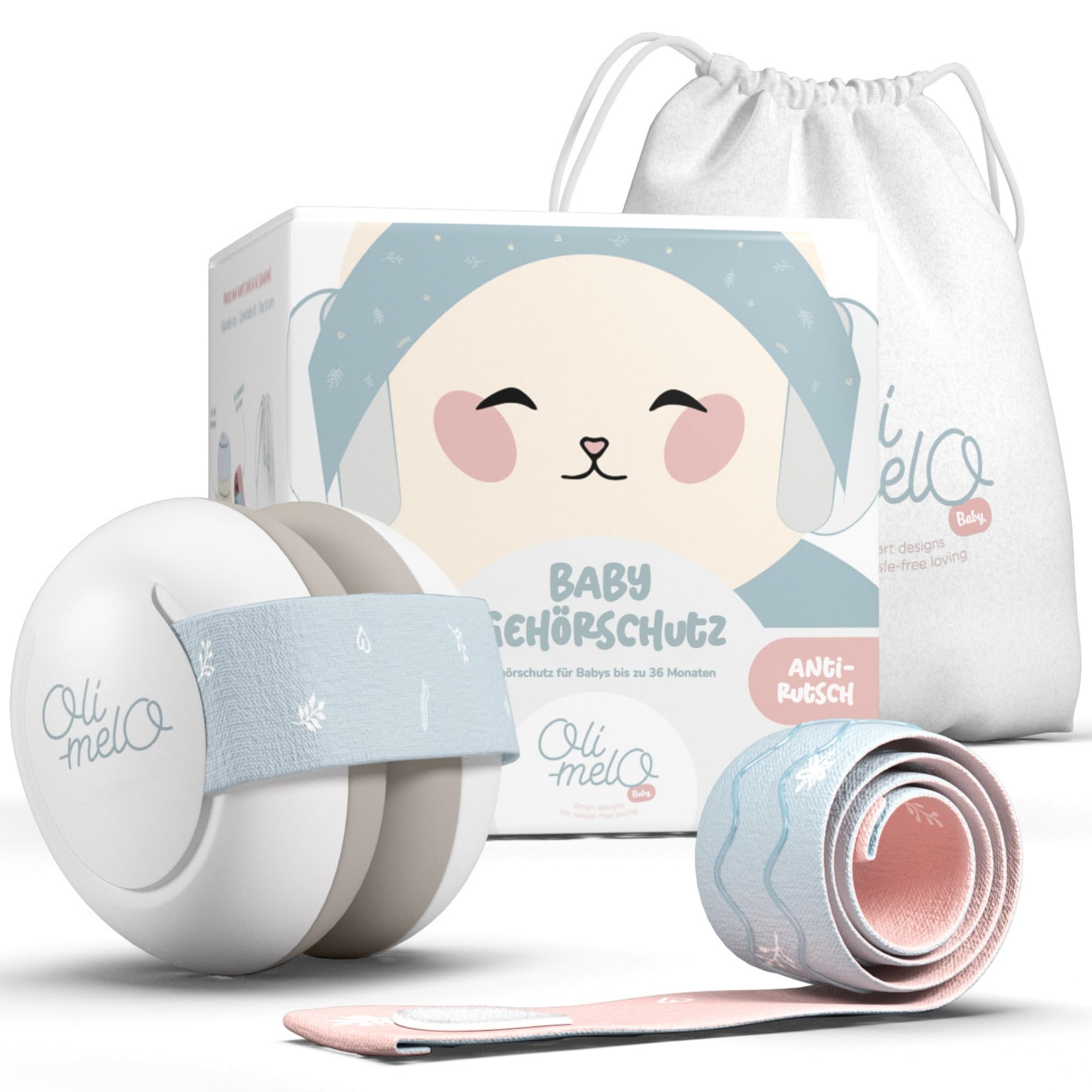 Oli-Melo® Gehörschutz Baby - Kopfhörer Lärmschutz bis zu 34 dB - CE-zertifiziert in Deutschland - Rutschfeste Verstellbare Stirnbänder - Ohrenschützer Baby, Kleinkind Kinder bis zu 36 Monaten