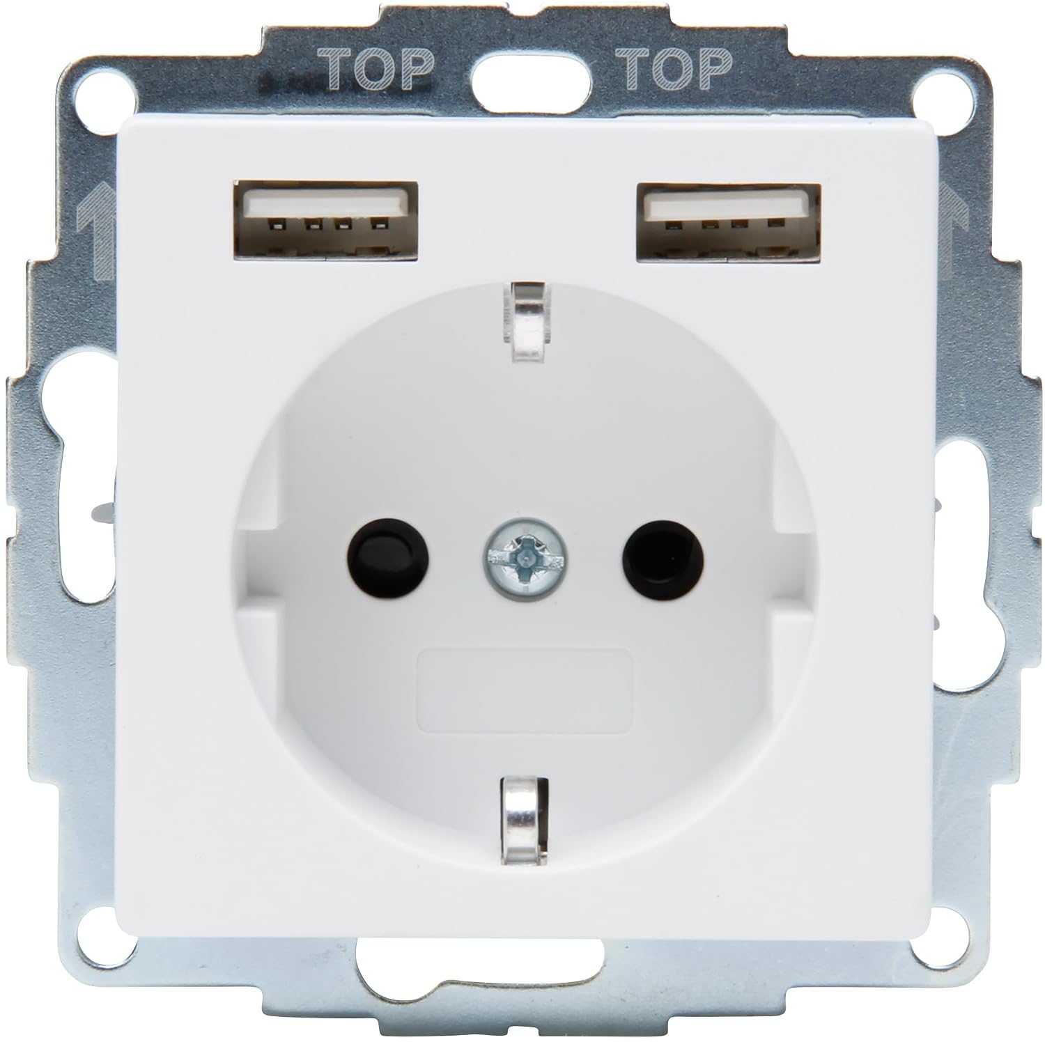 Розетка Kopp HK07 – встраиваемая розетка с 2 USB-портами для зарядки, цвет: матовый арктический белый – (1 шт.)