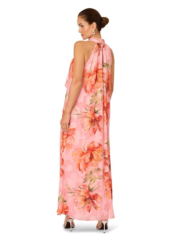 Adrianna Papell Halter Trapeze Gown, Pink Multi, 6 by Adrianna Papell - Used condition - Image 2