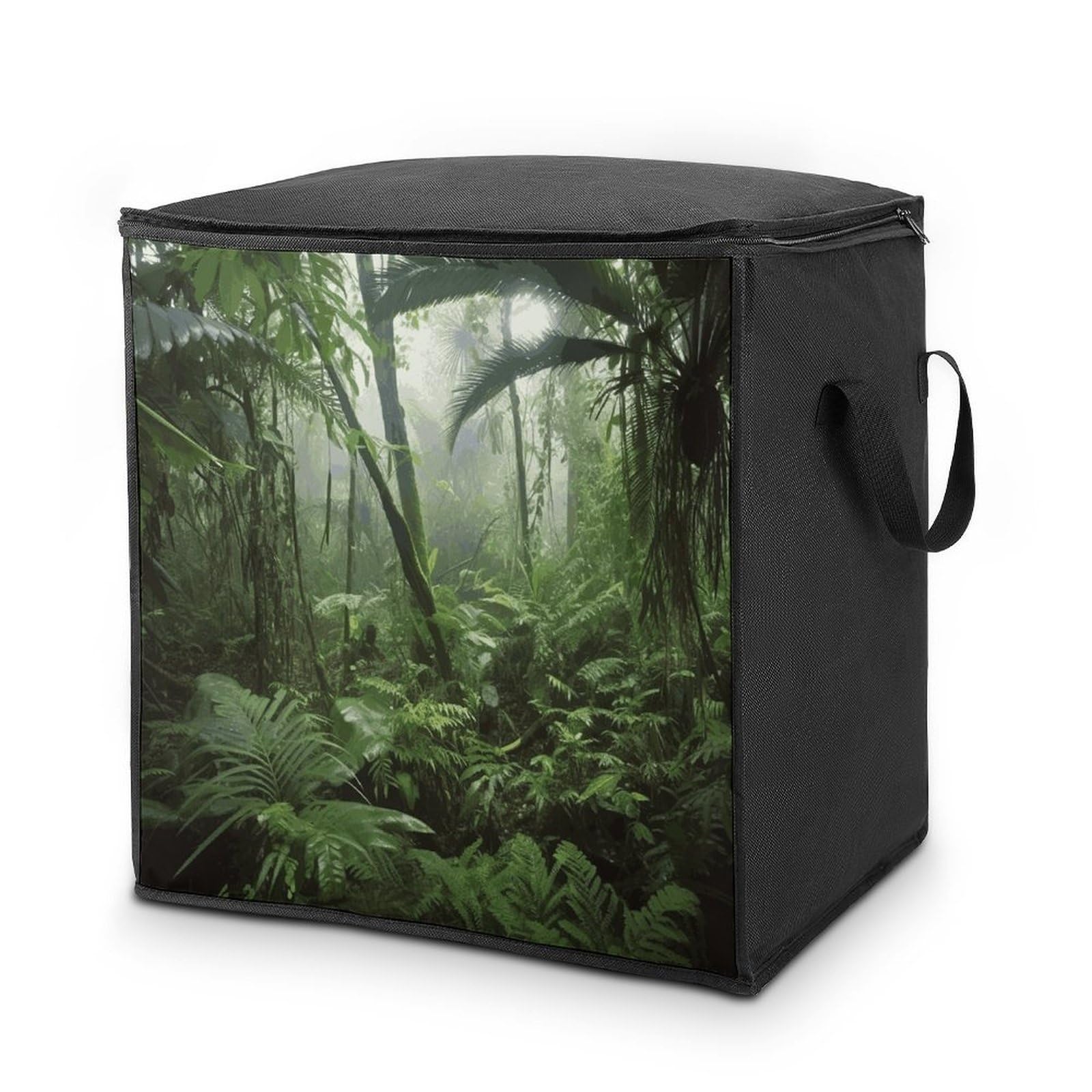 Tropical Rainforest Storage Bag with Zippers And Handle Extra Large Bedding Comforter Storage Bag Foldable Blanket Storage Bags Fabric Moving Bags for Closet Organizer (70L)
