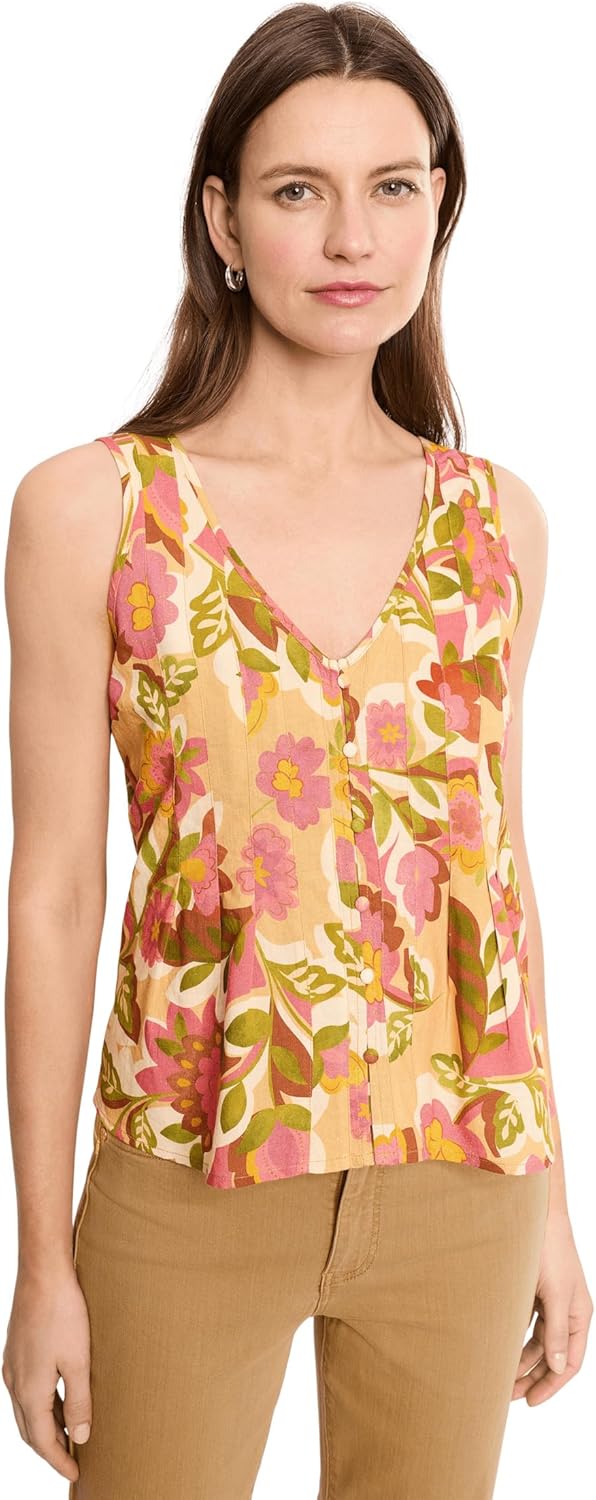 Liverpool Los Angeles Sleeveless V-Neck Woven Top with Pintucks