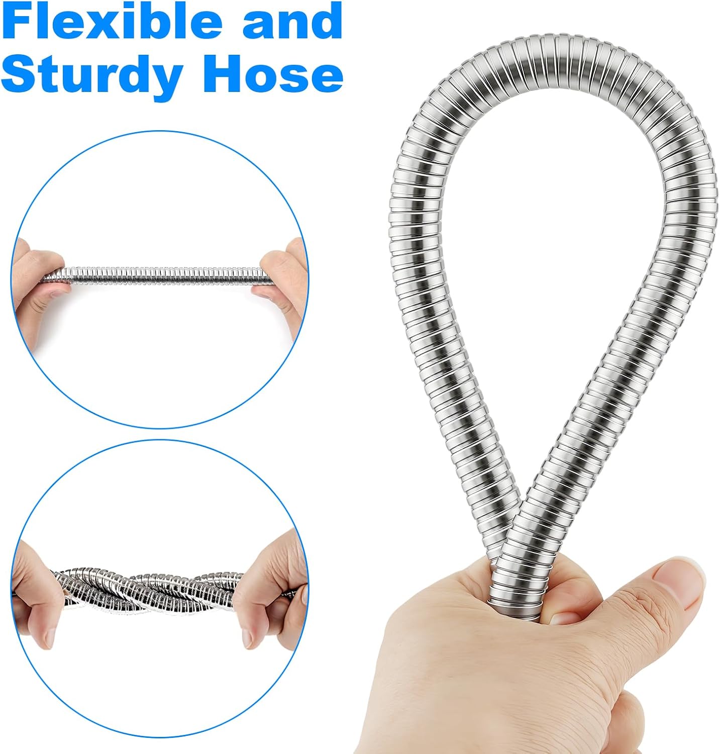 79-Inch Stainless Steel Shower Hose, FSDIYU Extra Long Flexible Anti-Kink Handheld Shower Head Hose with Universal G1/2 Insert for Pet Bathing, RV Cleaning, Bidet Hoses Extension Replacement thumbnail