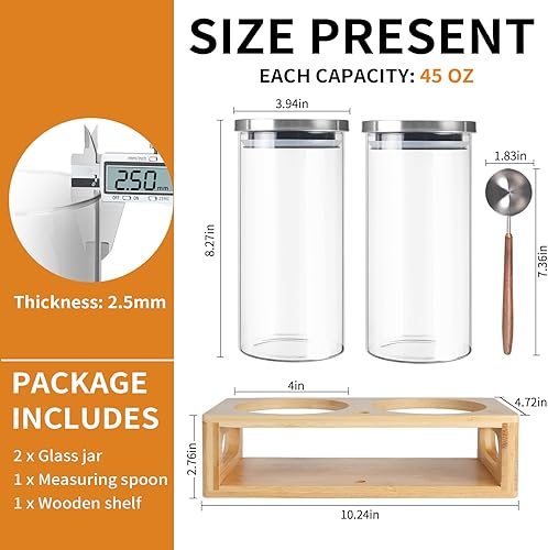 Miniatura 2 de Recipiente de café para café molido, recipiente de café de vidrio, recipientes de almacenamiento de alimentos con tapas herméticas inoxidable, juego