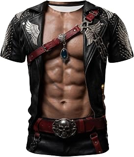 Men's Novelty Costume Print T-Shirt, Crew Neck Short Sleeve Casual Polyester Tee