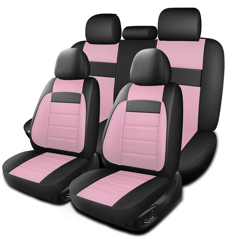 Capa para Banco Automotivo HChengkikz em Couro com Espuma 3D, Preta e Rosa N6, Jogo Completo KZ-6