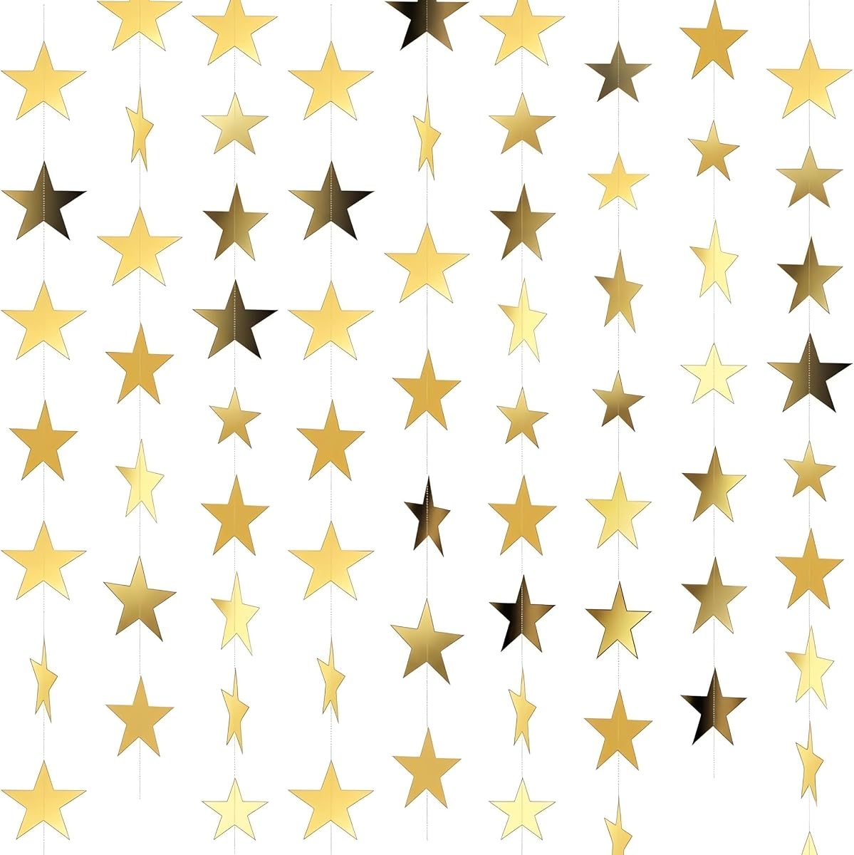 Paquete de 7 guirnaldas de estrellas doradas de 91,8 pies, serpentinas de estrellas colgantes de doble cara, telón de fondo de pancarta de estrella de papel para graduación, cumpleaños, baby shower, boda, aula, fiesta, decoraciones de techo