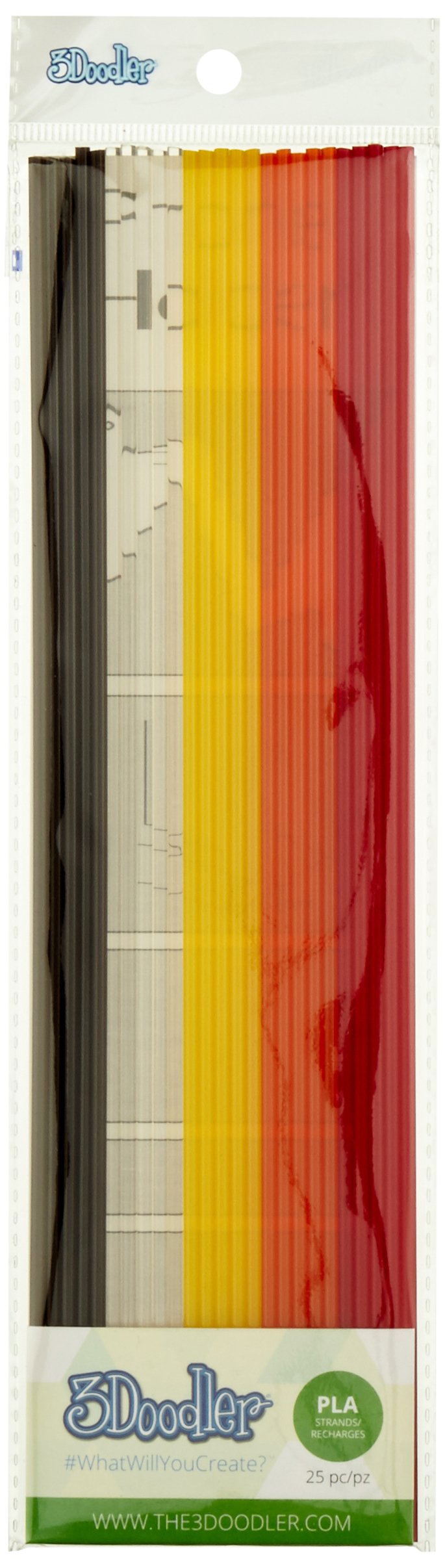 3Doodler Create PLA 3D Printing Filament Refill Pack (X25 Strands, Over 200'. of Extruded Plastic!) - Clearly Autumn