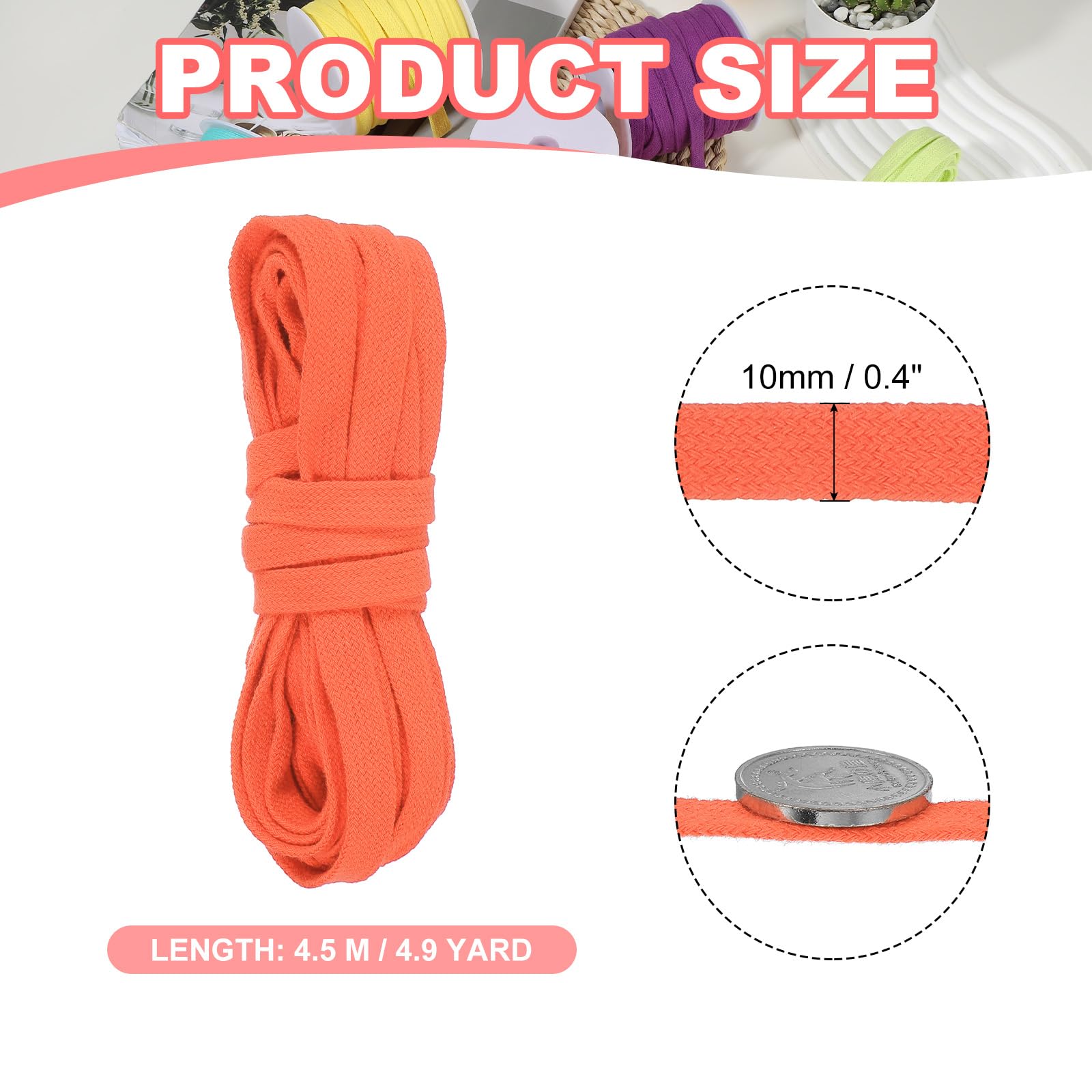 PATIKIL Flat Drawstring Cord 10mm x 5 Yd - Image 2
