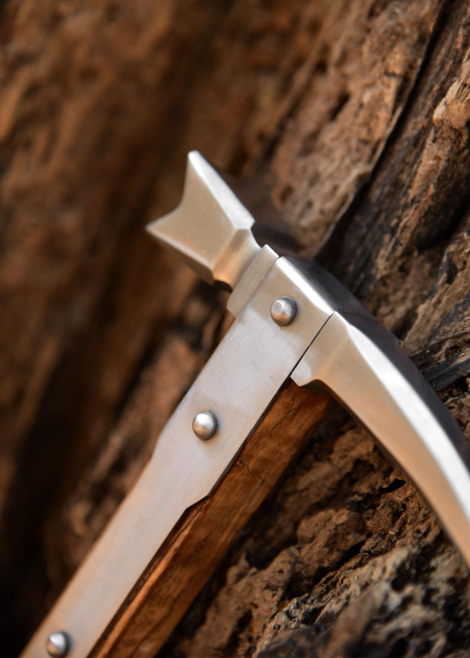 Battle-Merchant - Dekorativer Streithammer - Rabenschnabel Hammer aus legiertem Stahl - Mit Holzgriff - ab 18