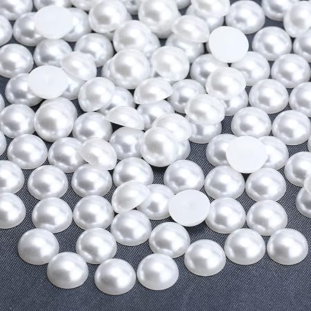 Half-Round Imitation Pearl Beads - Flatback Resin DIY Craft For Shoes, Bags, Nail Art
