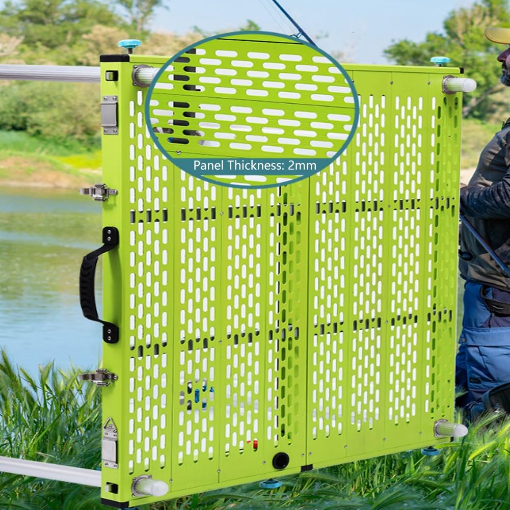 Plate-Forme de pêche Portable en Aluminium – Station de pêche légère et Pliable avec Pieds réglables for la pêche en Plein(80x80cm)