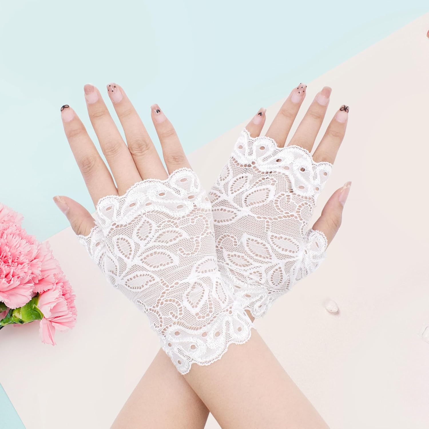 TeeYee Women Lace Gloves Party Wedding Gloves Short Glove Evening Elegant Accessories Sun Protection gloves - Image 7