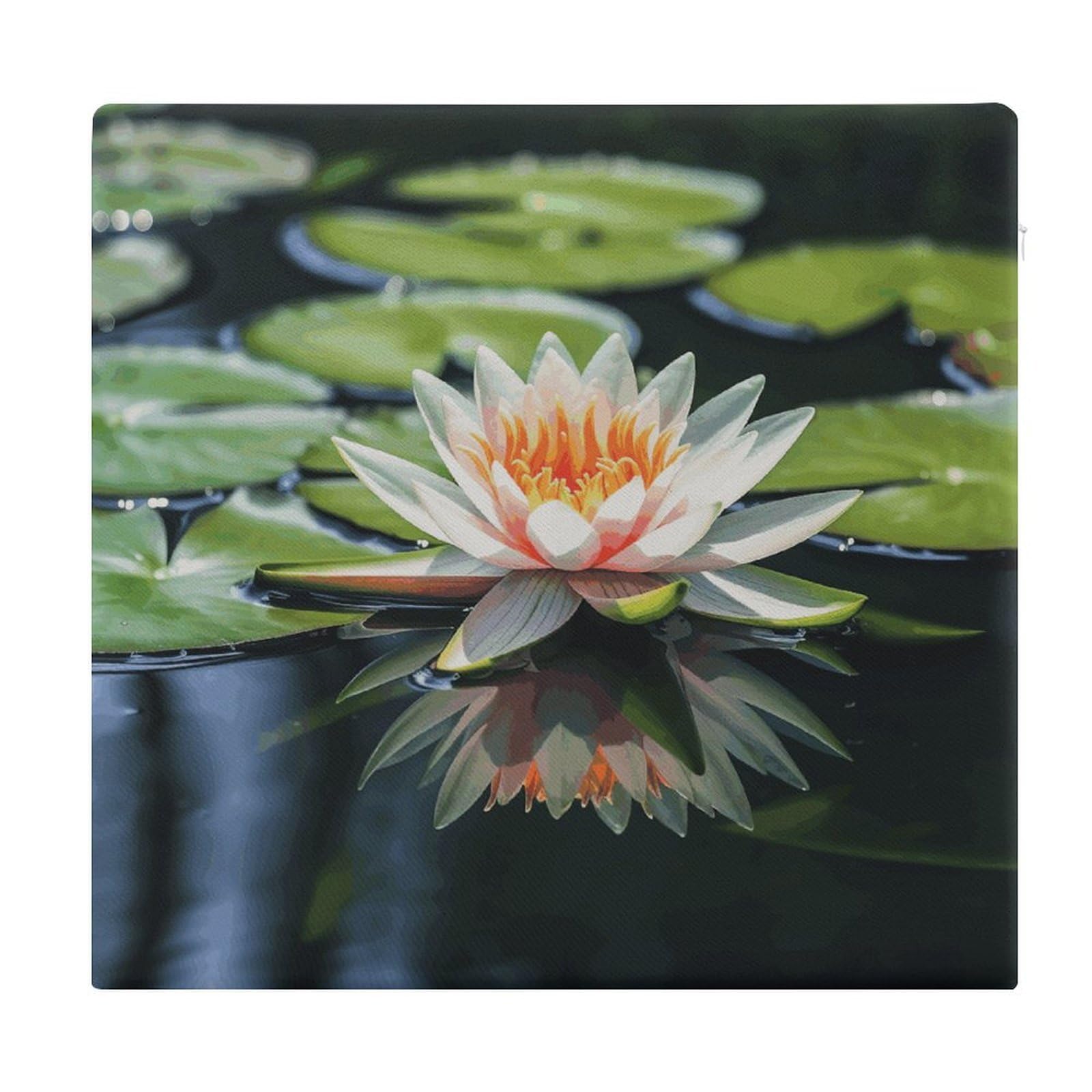 JTREHY Water Lily Chair Cushions Non-Slip Bar Stool Cushions Ultra Soft Warm Memory Foam Meditation Cushion Removable Large Square Seat Cushions for Dining Chair 15x14In