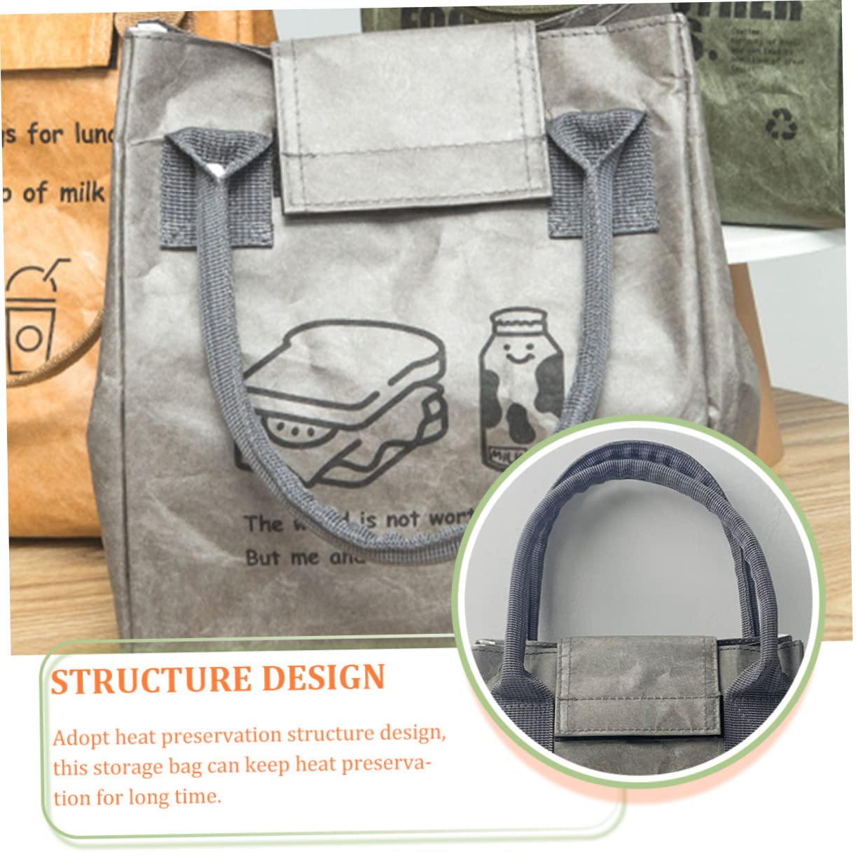 MAGICLULU 3piezas Bolsa De Almuerzo Térmica De Transporte De Insulación Para Picnic y Bag De Comida Reutilizable y Práctica