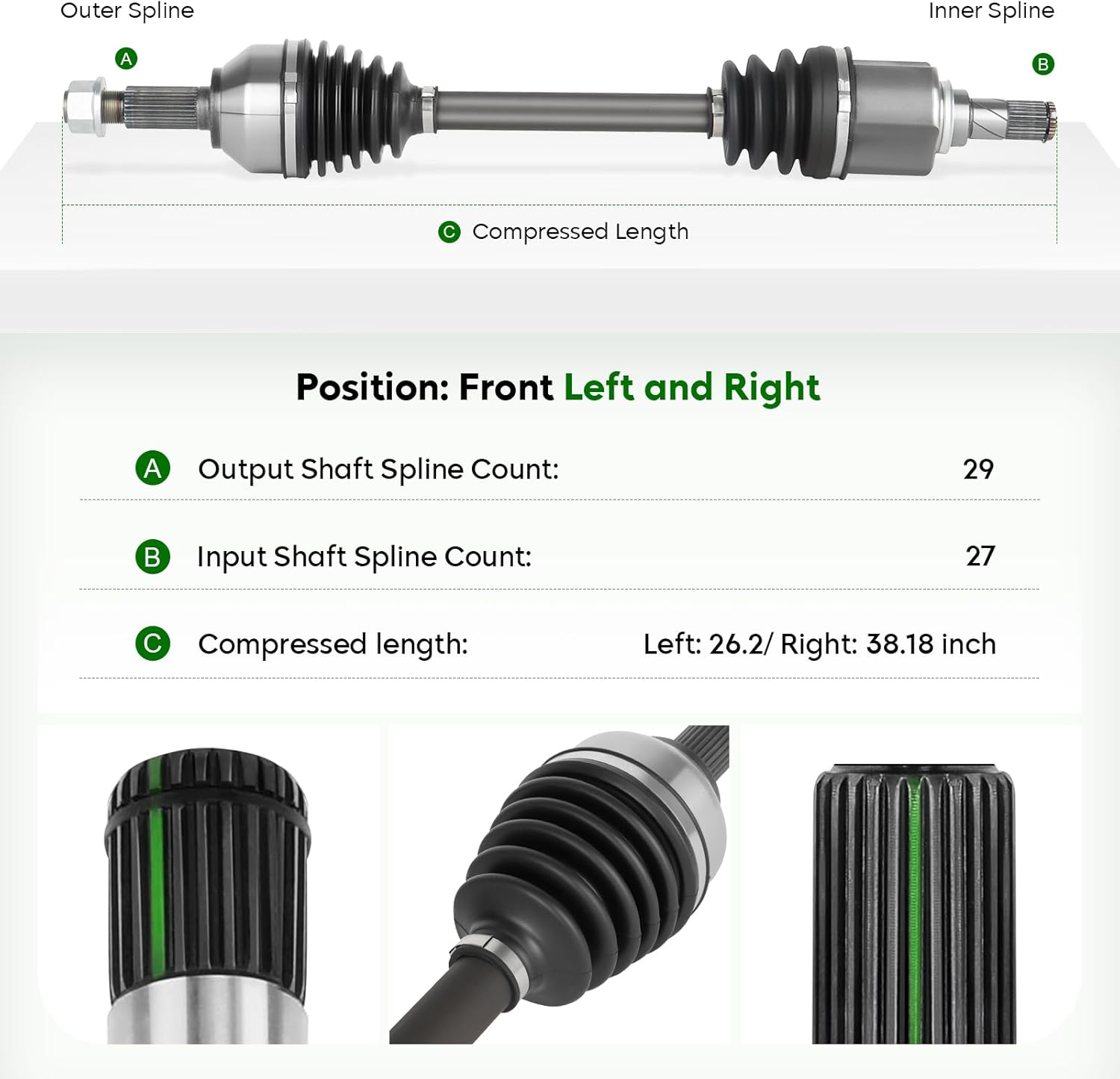 2 pcs Front CV Axle Shaft Assembly fits for Nissan Altima 07-12 (only for Automatic CVT Trans), 2013 Altima Only for Coupe BodyType, 08-13 Rogue FWD, 14-15 Rogue Select FWD,(Only fit for FWD)