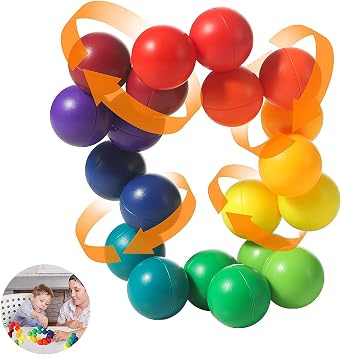20-Pack Autistic Toys for Boys & Girls, Rainbow Variable Fidget Ball, Multicolored, Plastic, Sensory, Focus, Kid