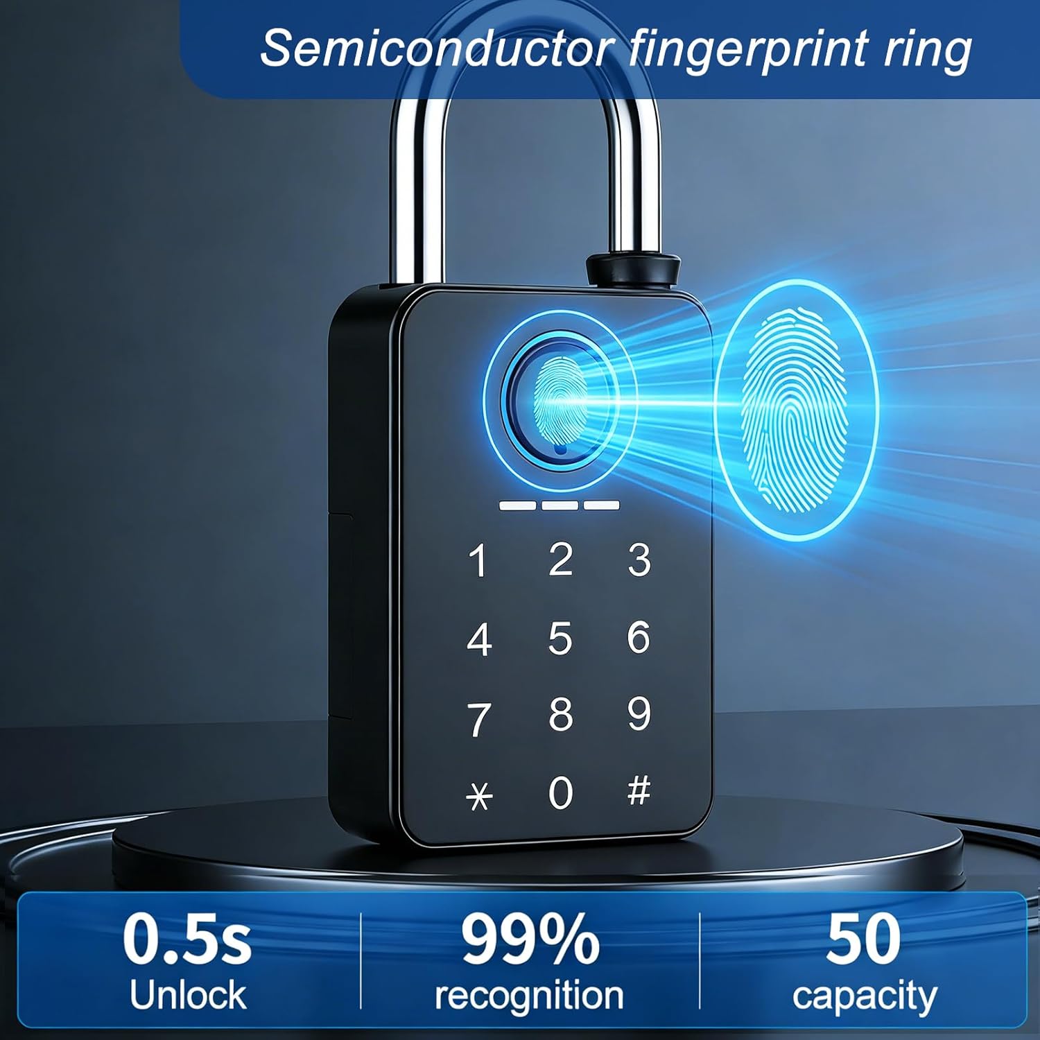 Heavy Duty Fingerprint Padlock, Smart Padlock with Key, 6 in 1 Biometric Padlock with Fingerprint/Password/APP/NFC, IP67 Waterproof Digital Outdoor Padlock Weatherproof for Gate/Fence/Shed/Storage
