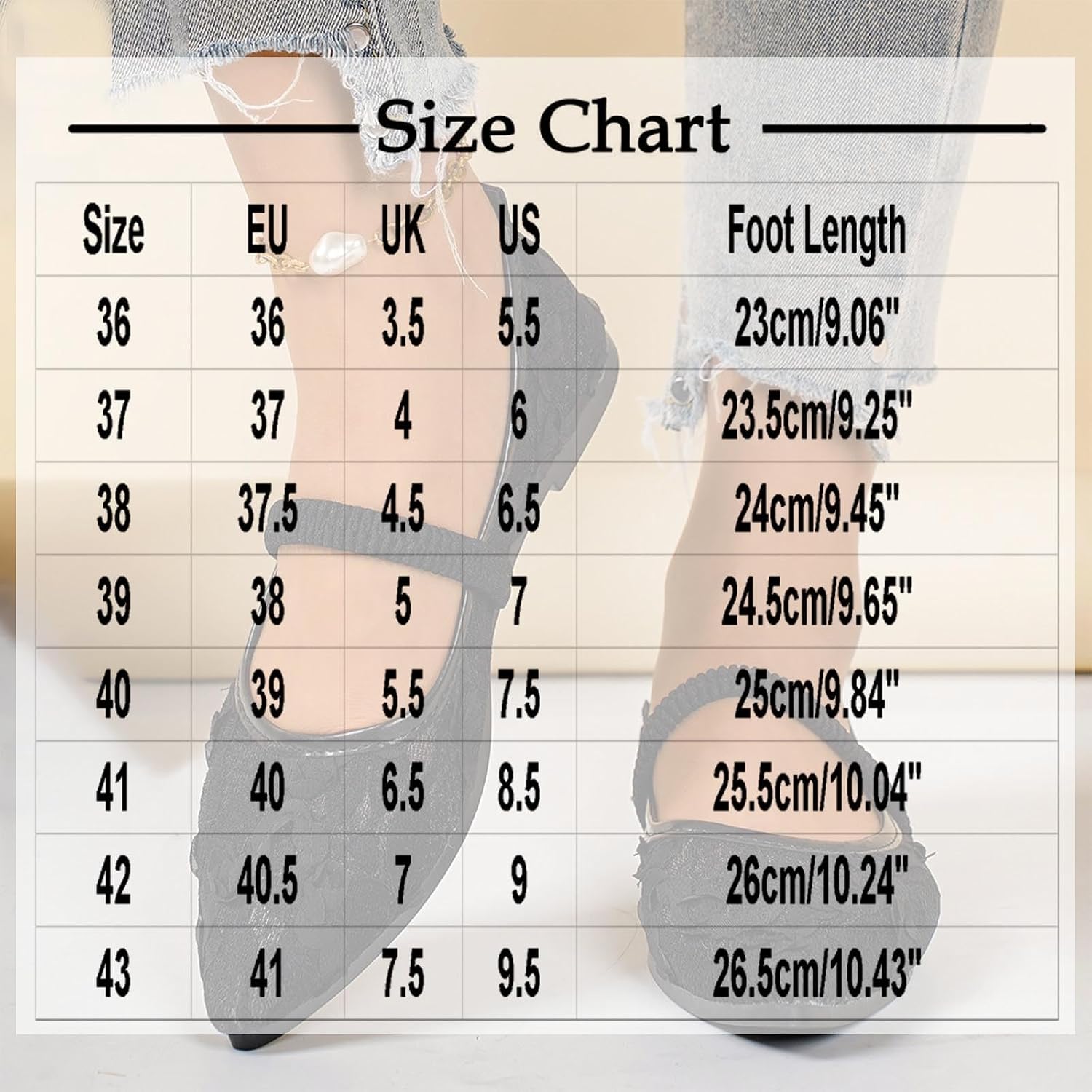 Lace Marry Jane Flat Shoes for Women with Strap, Pointed Toe Casual Dressy Flats Elegant Business Ballet Flats