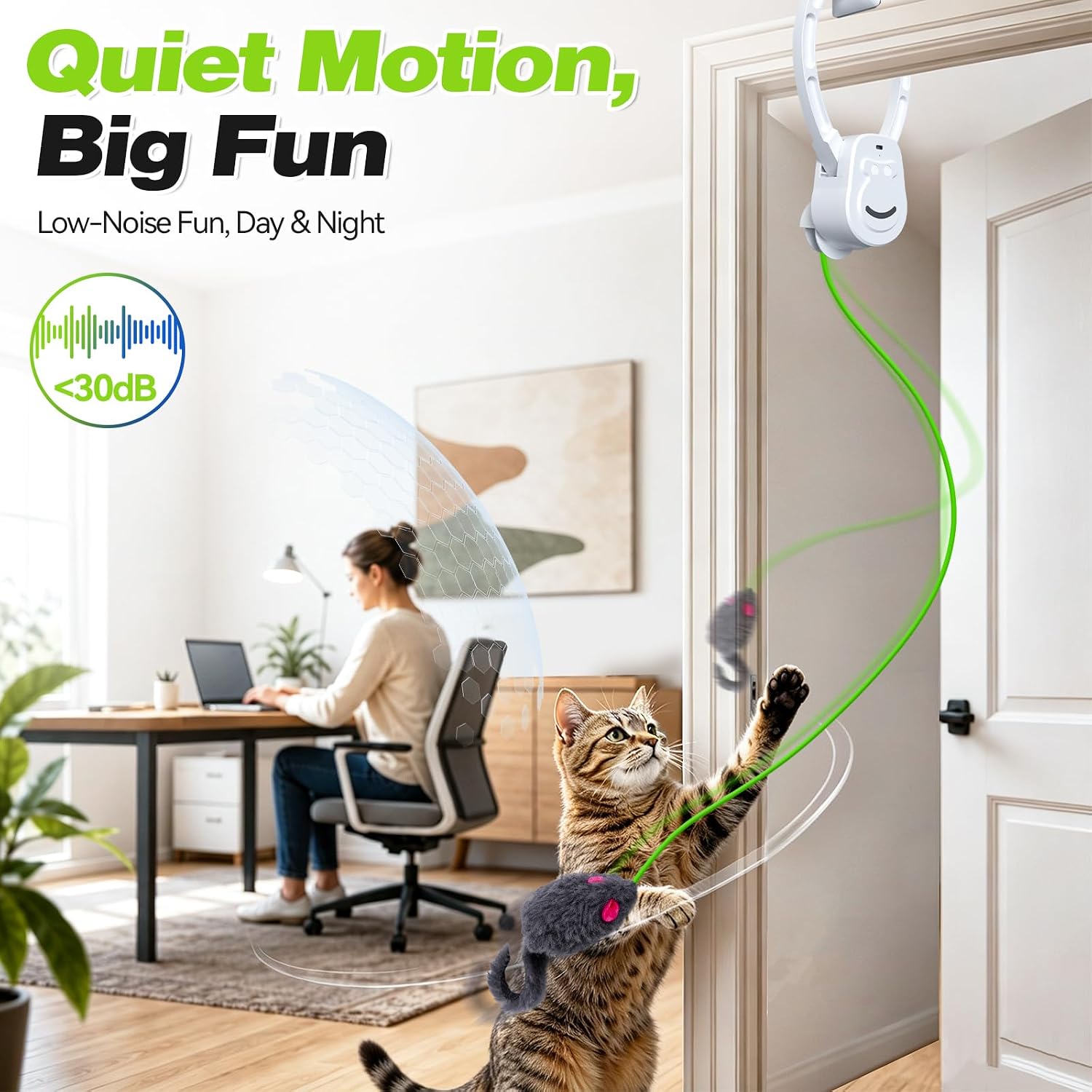 Interactive Cat Toys, Clip-On Automatic Flying Bird& Mouse for Indoor Cats | Motion Sensor Activated Self-Play Door Hanging Toys, USB Rechargeable Chase Exercise Electric Kitten Toys for Bored Cats