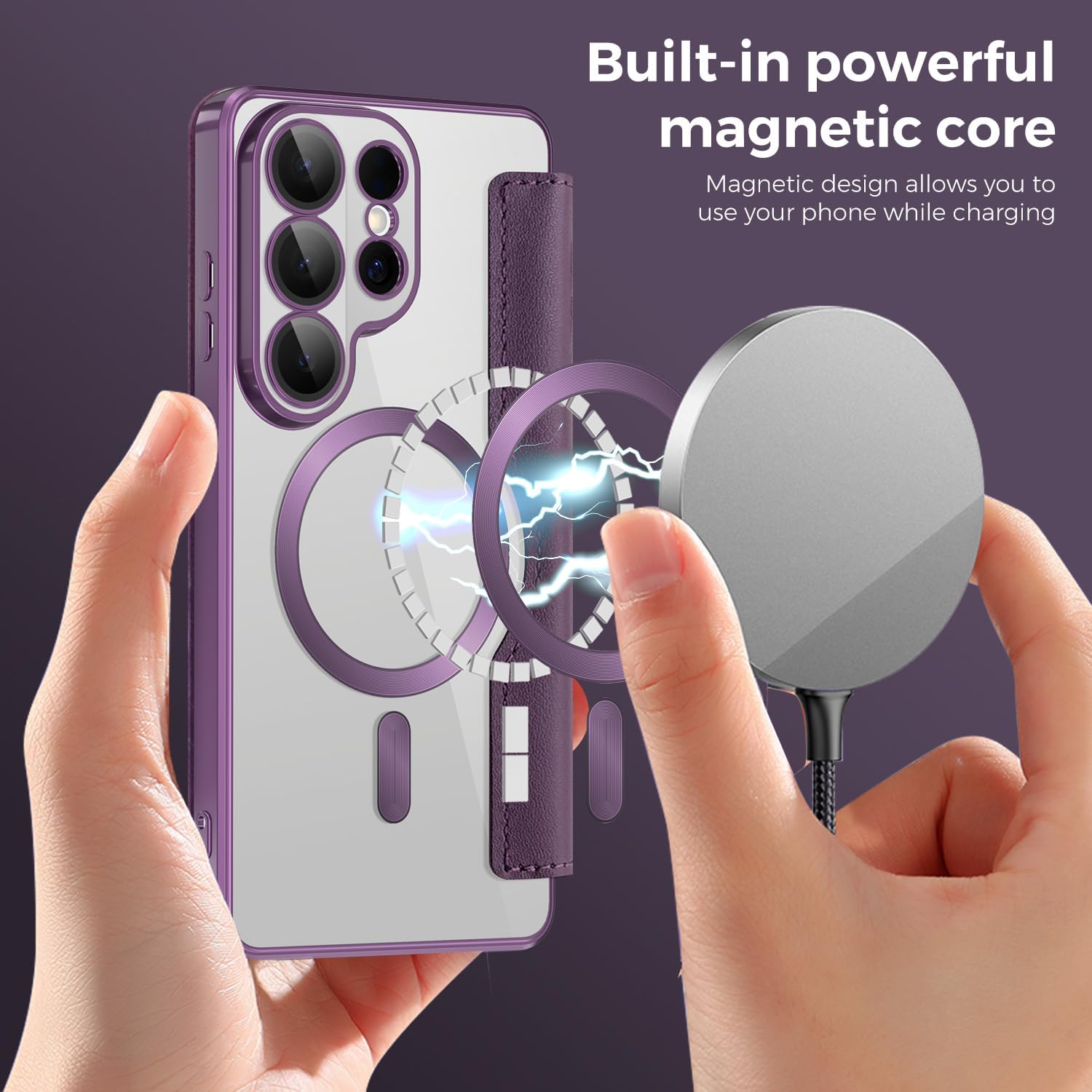 Wallet Case for Samsung Galaxy S26 Ultra,Leather Flip Purple JD image 3