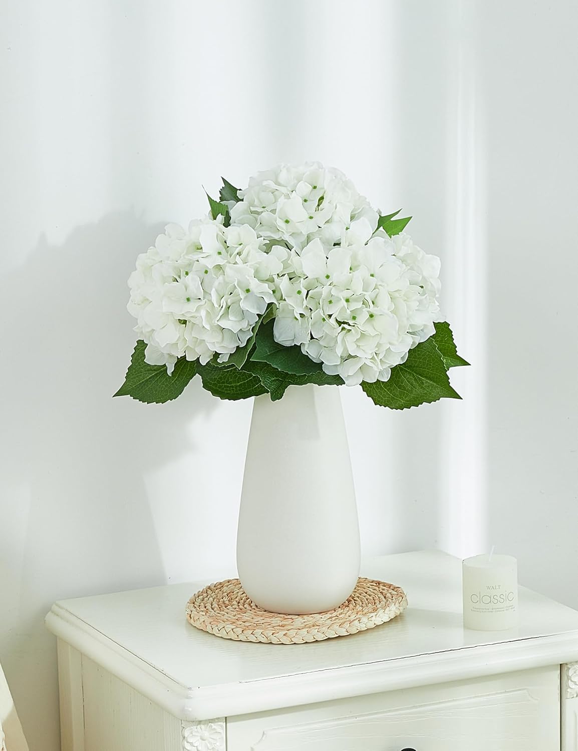 25" Faux Hydrangea Flowers,Real Touch White Latex Hydrangeas Spring Flowers Artificial for Decoration 3Pcs - Image 7
