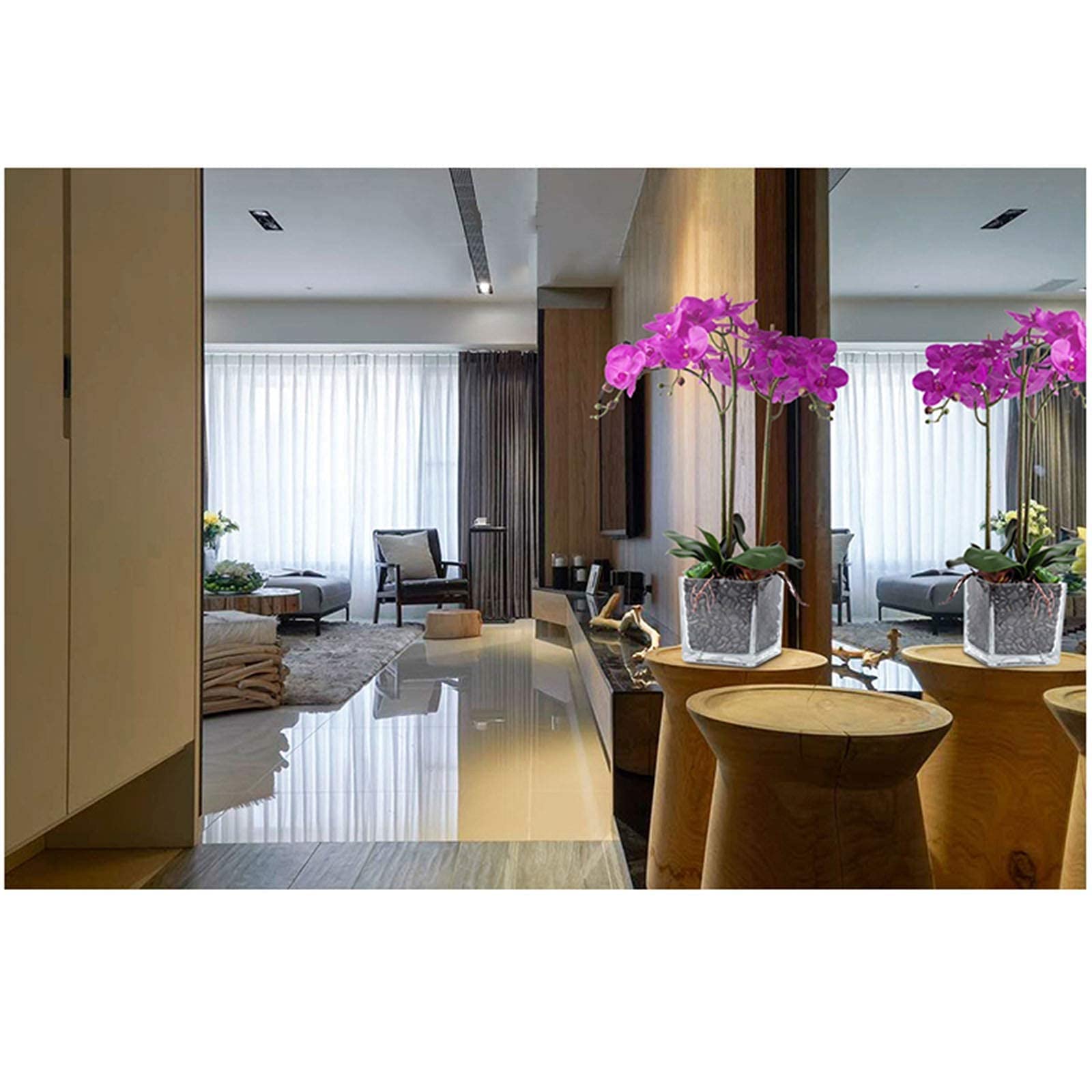 Composizione Floreale di Orchidee Phalaenopsis Artificiali in Vaso, Orchidee finte in Seta, Fiori Artificiali per Interni ed Esterni, Matrimoni, casa, Ufficio,
