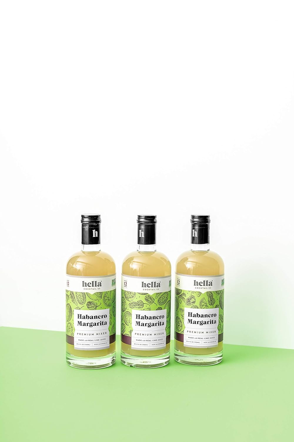 Hella Cocktail Co. Premium Habanero Margarita Mixer | Made with Real Lime Juice and Habanero Pepper, Margarita Mix Ready-to-Mix for The Perfect Spicy Margarita or Non Alcoholic Margarita