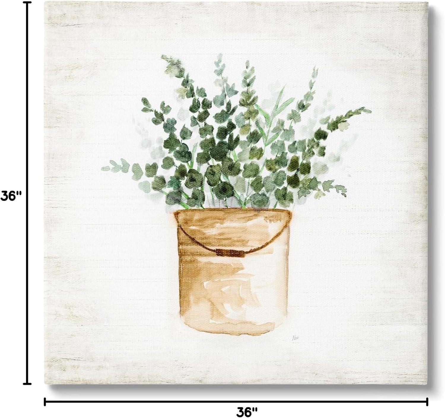 Stupell Industries 'Rustic Eucalyptus Planter', Canvas Art, 36 x 36 Inches, Easy to Hang and Sturdy, Made in USA, by Nan