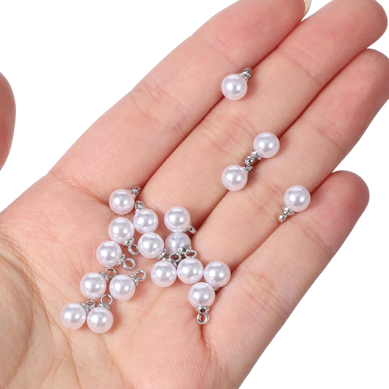 100 PCS Pearl Charms for Jewelry Making, Faux Pearl Pendant Drops Beads for DIY Jewelry Making Earrings Necklace Bracelets Wedding Crafts