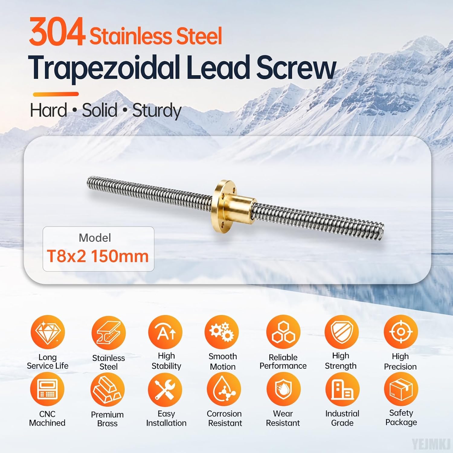 2PCS 150mm Tr8x2 Lead Screw T8 Brass Nut 2mm Pitch 1 Start 2mm Lead