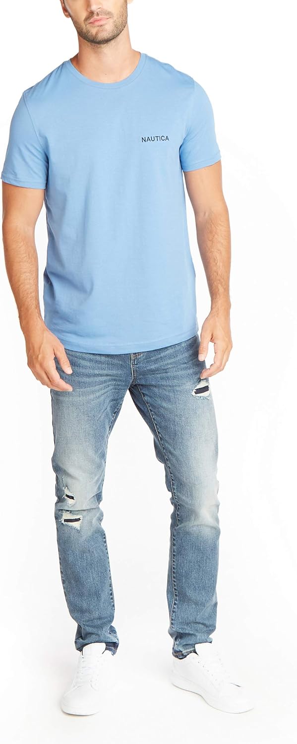 Nautica Mens Short Sleeve Solid Crew Neck T-Shirt - Tamaño X-Large - Color Bright Cobalt Solid