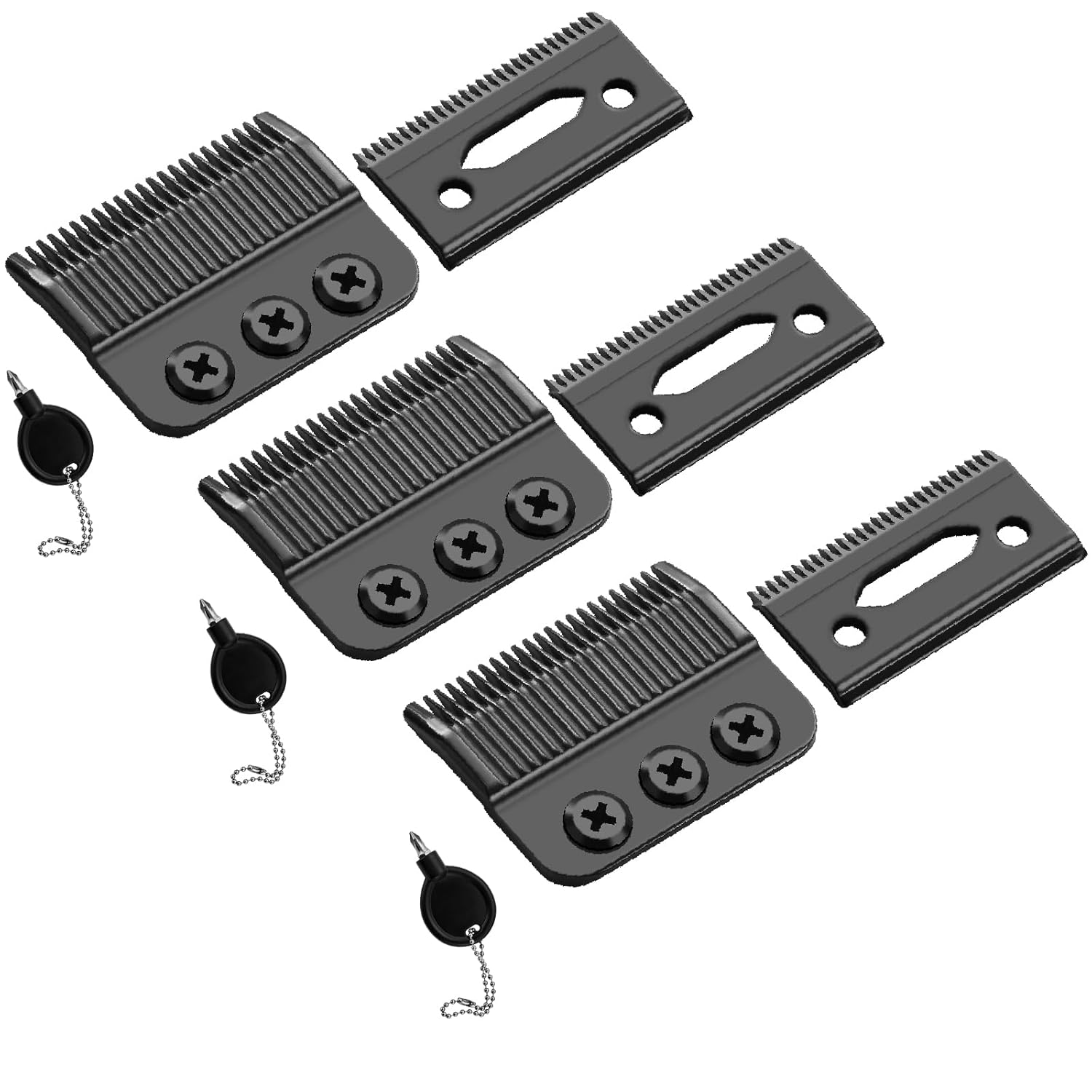 1005-100 Professional 3-Hole Blade,Compatible with Wahl Designer,Senior, Cordless Designer,Pilot,Sterling 4 and Nugget Clippers, 1mm-3mm Cut Length(Black) (3 Packs)